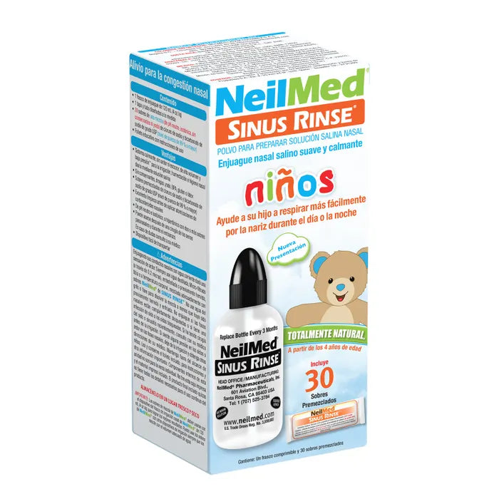 Lavador Nasal Sinus Rinse Infantil Kit C/30 Sobres Premezclados 120 ml Neilmed
