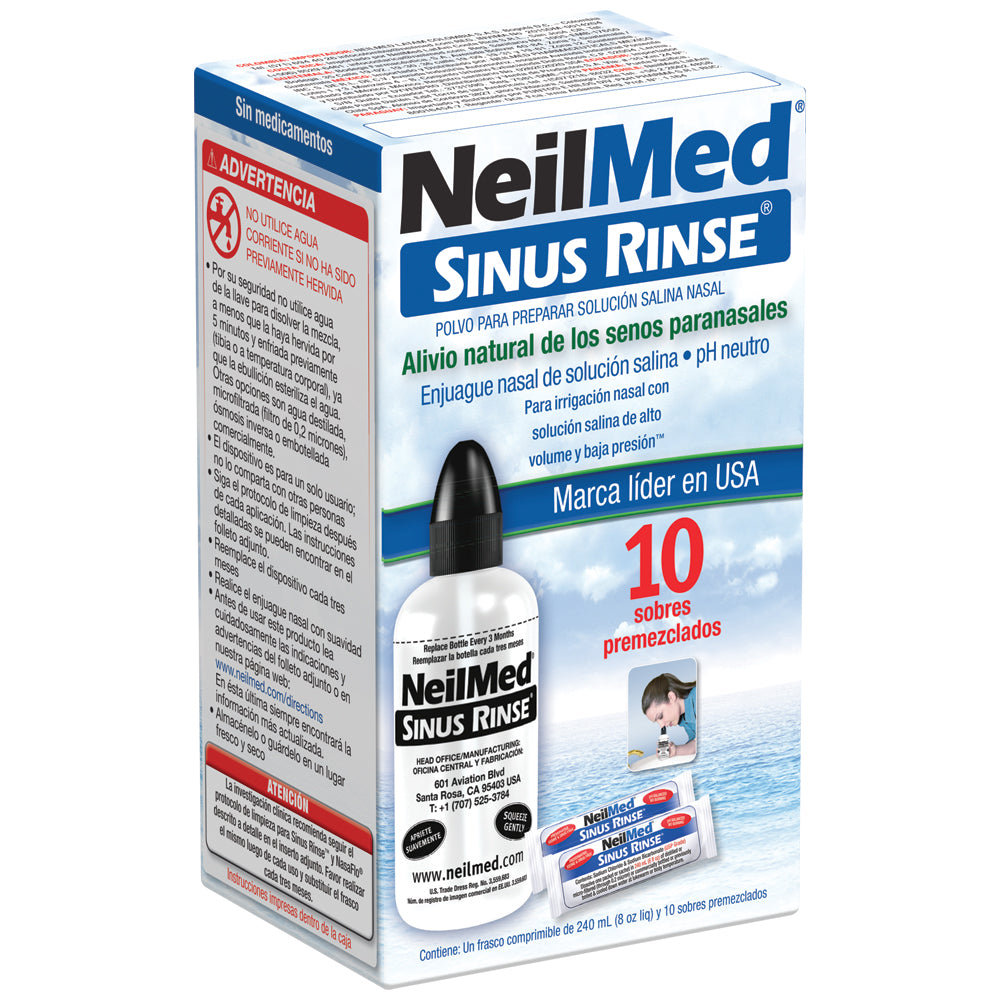 Lavador Nasal Sinus Rinse Kit C/10 Sobres Premezclados 240 ml Neilmed