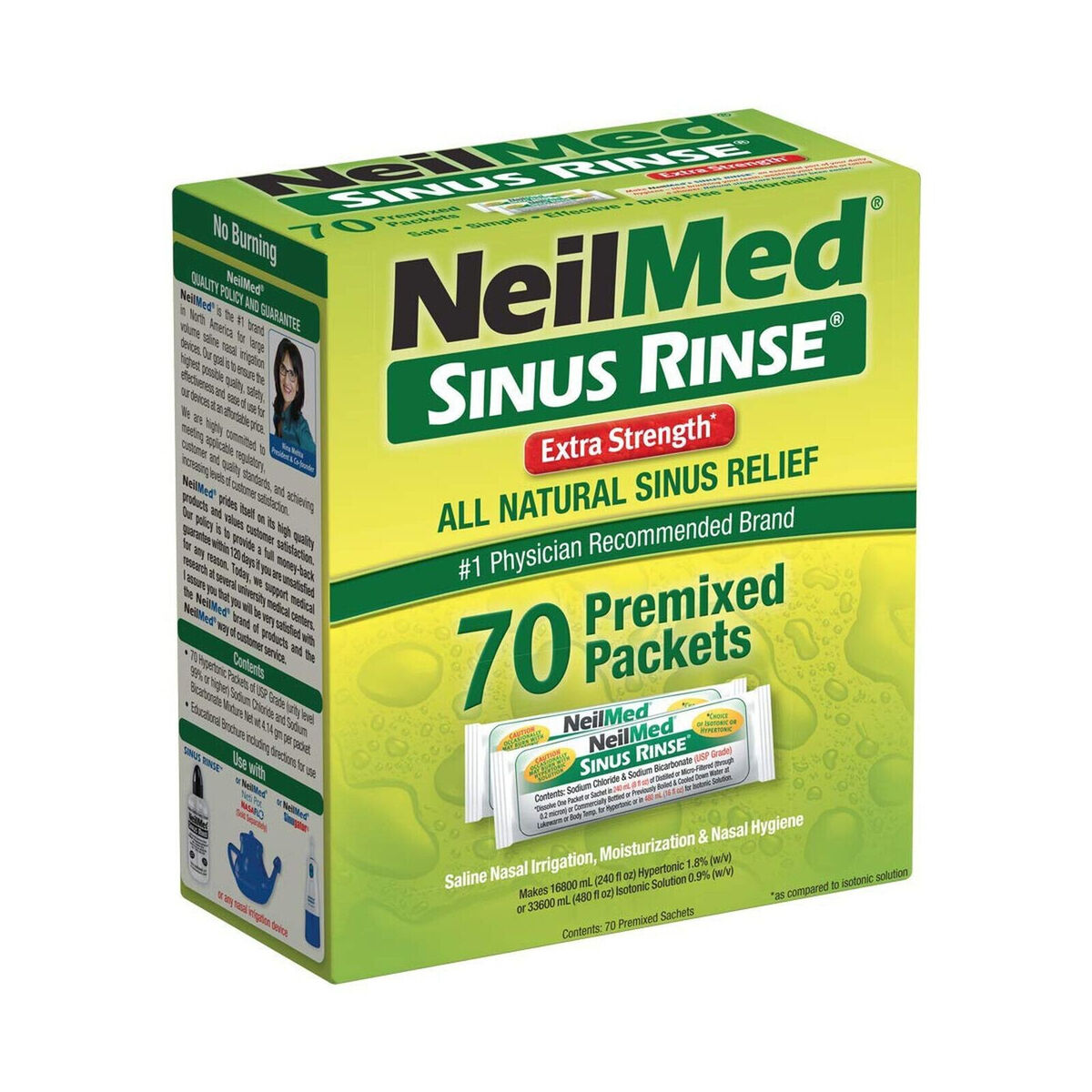 Neilmed Enjuague Sinusal Extra Fuerte Hipertónico 70 Sobres Premezclados