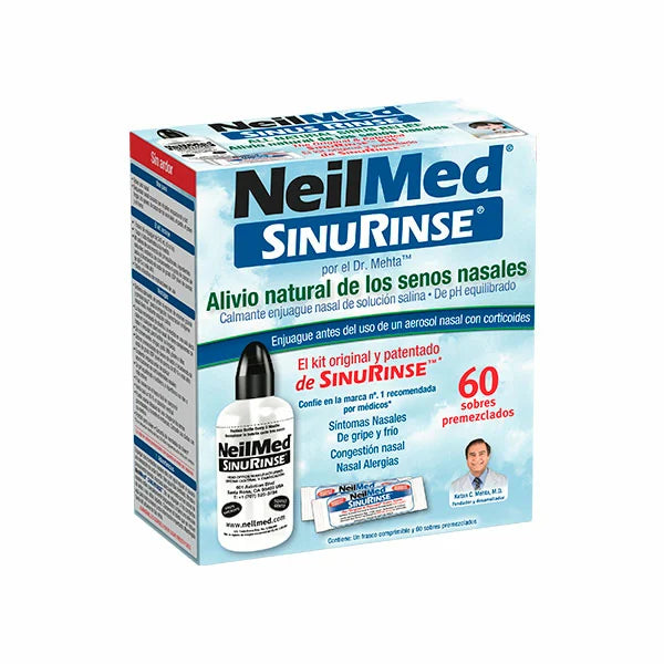 Lavador Nasal Sinus Rinse Kit C/60 Sobres Premezclados 240 ml Neilmed